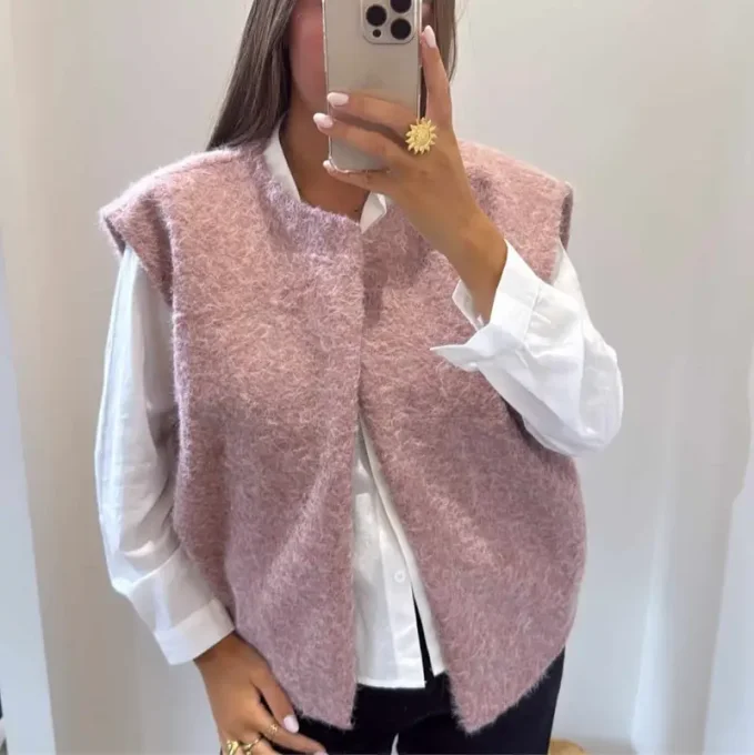 Gilet sans manches effet laine bouillie - Taille unique 36 au 42 