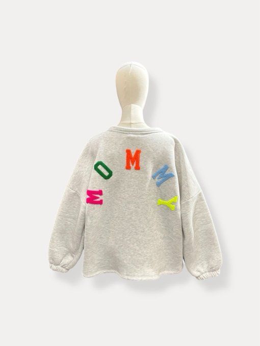 Sweat inscription Mommy gris et multicolore 
