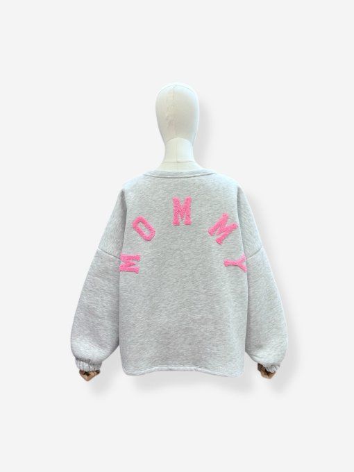 Sweat inscription Mommy gris et rose