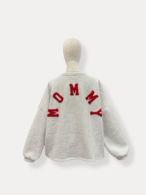 Sweat inscription Mommy gris et rouge 