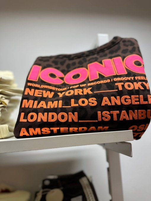 Sweat léopard inscription ICONIC - Taille unique 36 au 42 