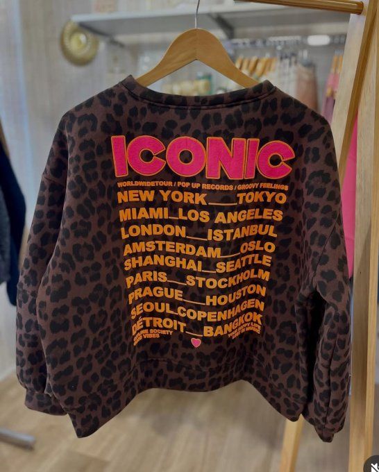 Sweat léopard inscription ICONIC - Taille unique 36 au 42 