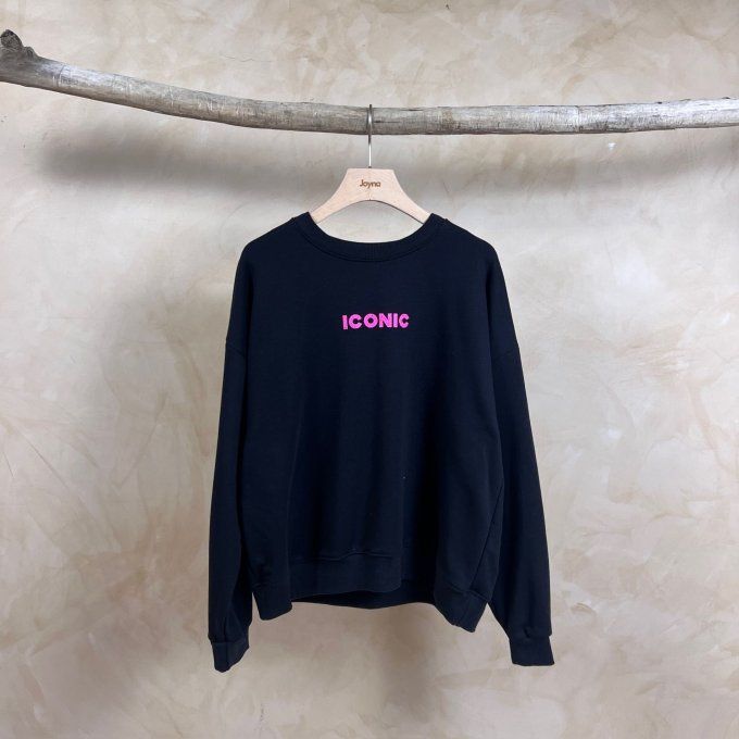 Sweat noir inscription ICONIC - Taille unique 36 au 42  