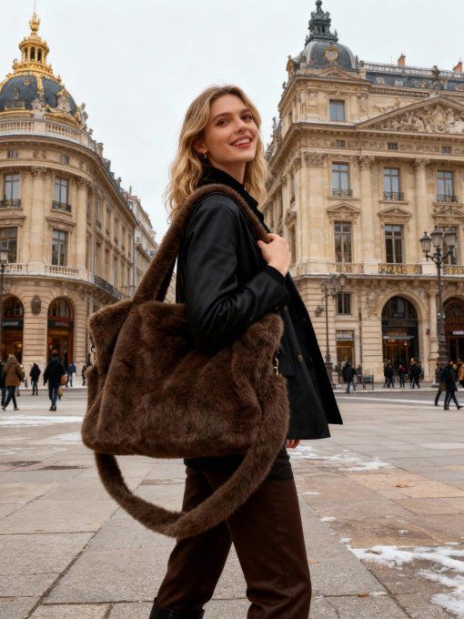 Cabas fluffy fausse fourrure tout doux - Divers coloris 