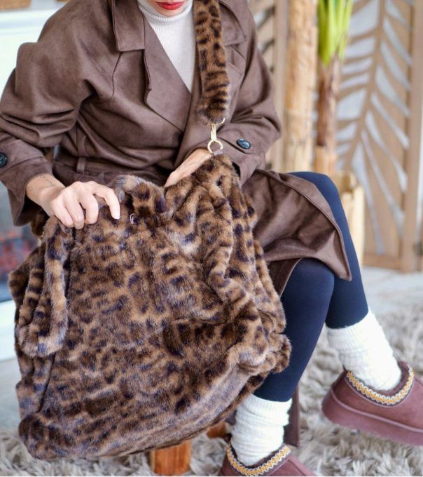 Cabas fluffy fausse fourrure tout doux - Divers coloris 