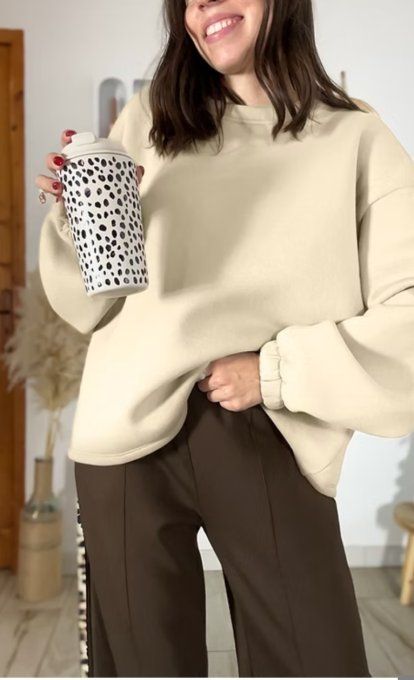 Sweat inscription Mommy beige et marron 